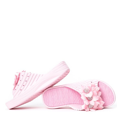 Różowe klapki na platformie Rosaria - Obuwie
