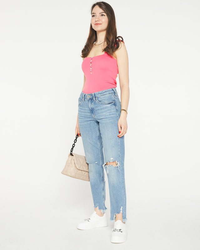 Top de dama roz cu zirconiu cubic a'la nasturi- Imbracaminte