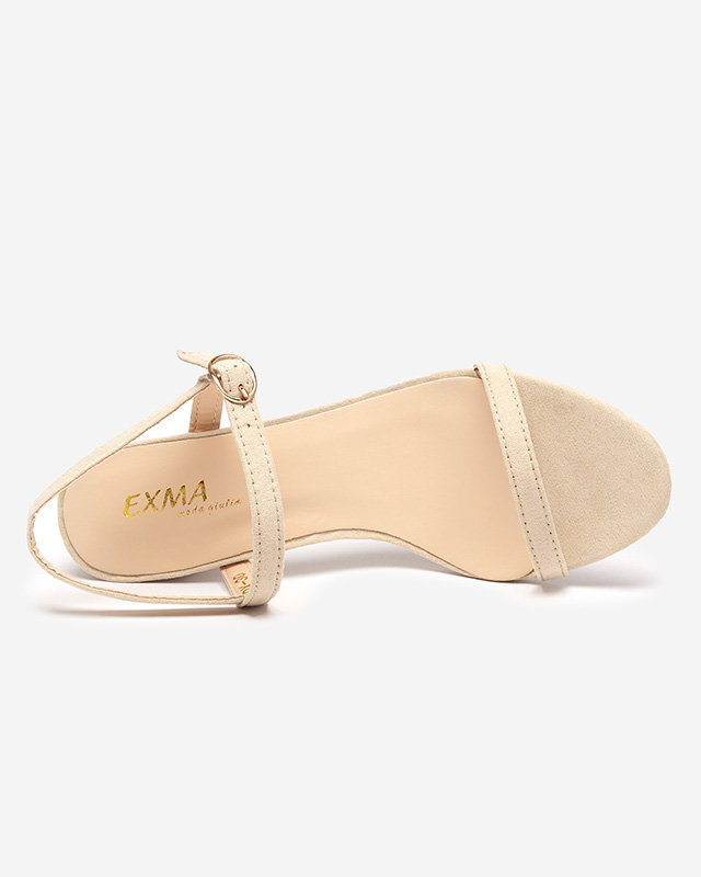 OUTLET Sandale de dama pe post in bej Usopi-Incaltaminte