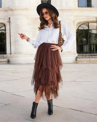 Fustă midi cu două straturi pentru femei de la Royalfashion