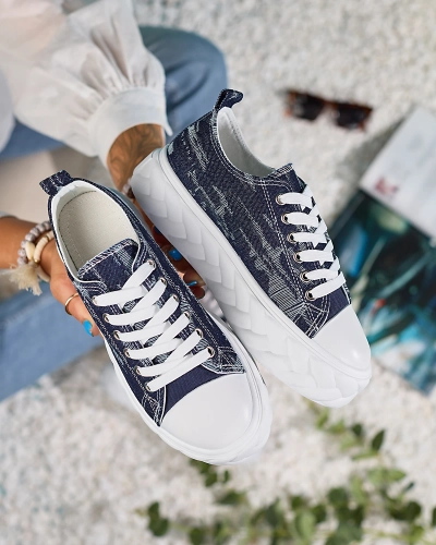 Royalfashion Adidași de damă din denim albastru marin cu frecare Nerolera