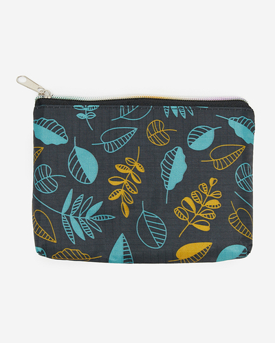 Geanta de cumparaturi pliabila cu un pliculet si model floral galben-menta - Accesorii