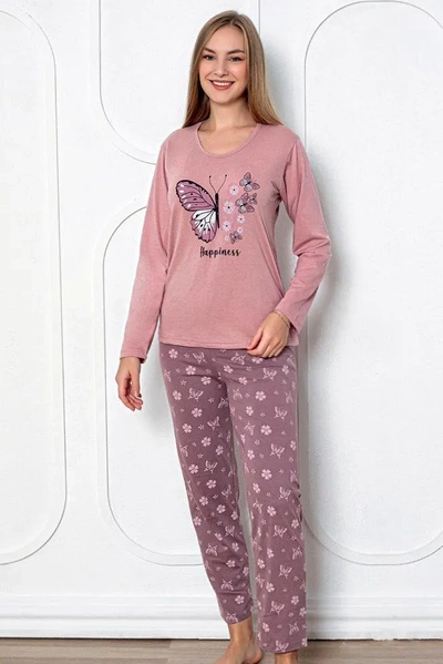 Royalfashion Pijamale pentru femei din bumbac, 2 piese, cu fluturi