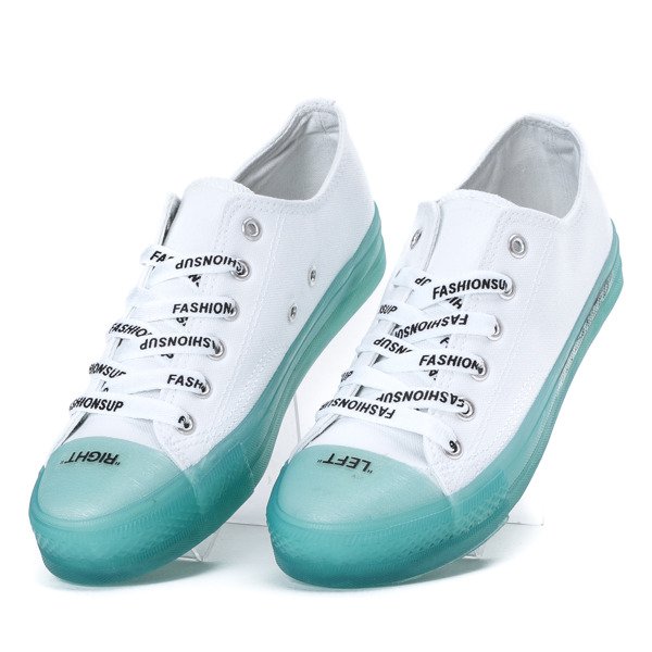 Biało-zielone trampki na gumowej podeszwie Gummie - Obuwie