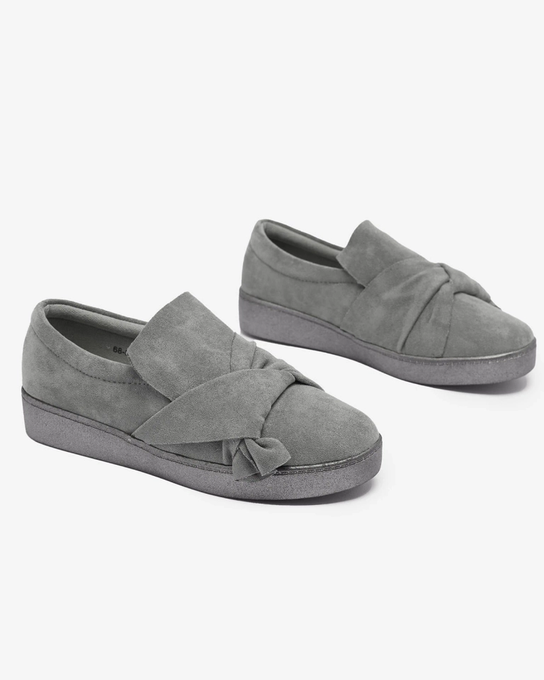 Adidași de damă din eco-suede gri Bliwix - Încălțăminte