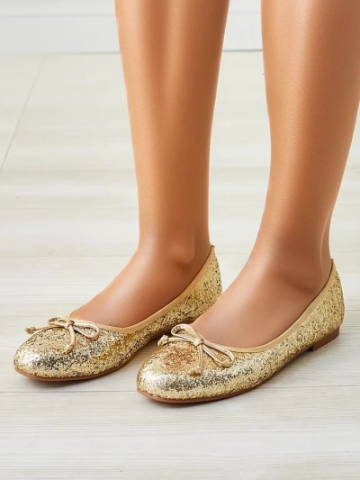 Pantofi balet pentru femei Royalfashion cu sclipici și o fundiță Aramie
