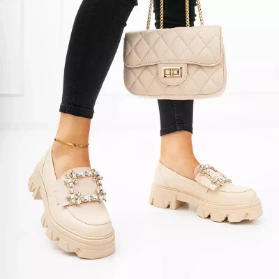 OUTLET Pantofi dama bej cu cristale Rewilla - Incaltaminte