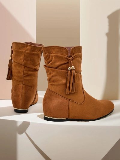 Pantofi Eko din catifea - botine pe toc ascuns Lovely