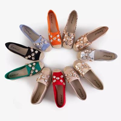 OUTLET Espadrile de dama bej cu cristale Erilla - Incaltaminte