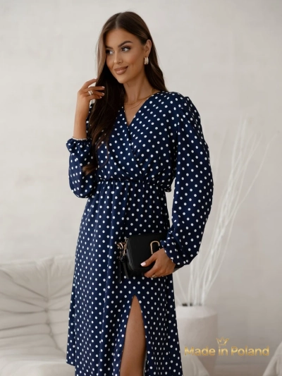 Rochie midi de damă cu buline Midnight Bloom