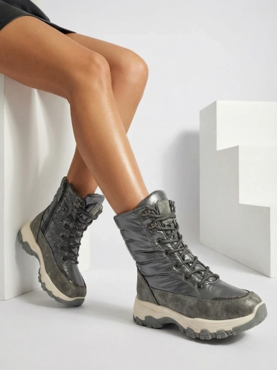 Botine Dama Aurora Argintii Ecologice Casual de Iarna