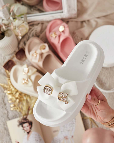 Royalfashion Șlapi de cauciuc pentru femei cu fundiță decorativă Apis