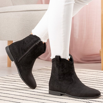 Czarne kowbojki na krytym koturnie Yuki - Obuwie