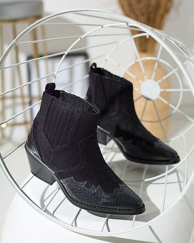 Cizme de cowboy de piele ecologică neagră pe stâlp joasă Zirras - Încălțăminte