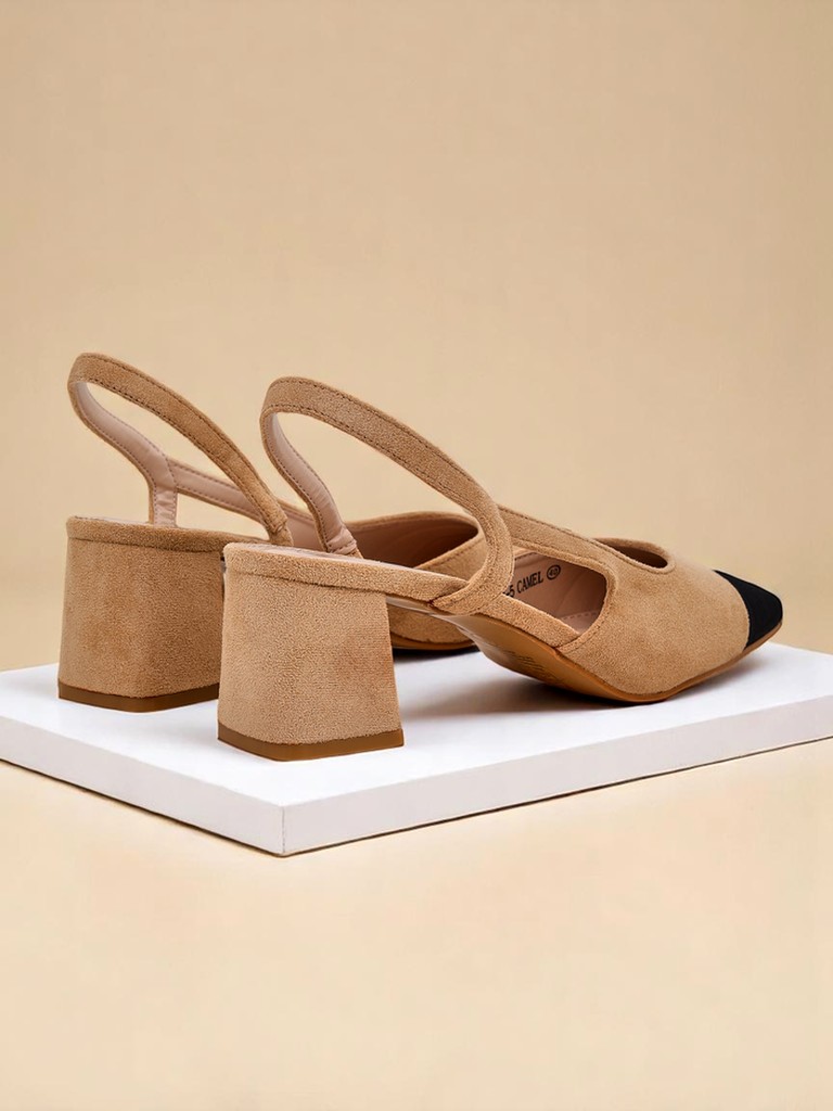 Royalfashion Damskie czółenka na niskim obcasie z ozdobnym noskiem Eleganzo