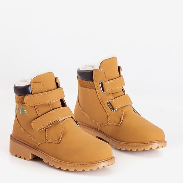 Cizme de drumeții pentru copii din piele ecologică maro Amila - Încălțăminte