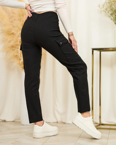 Royalfashion Pantaloni de luptă drepți pentru femei, negri