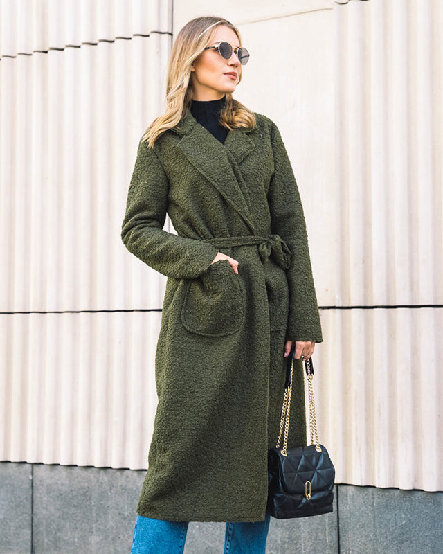 Palton verde de oaie până la glezne pentru femei - Îmbrăcăminte