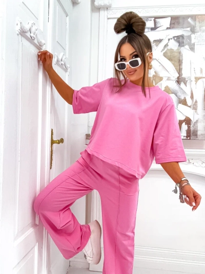 Royalfashion Set de bumbac pentru femei cu pantaloni evazați