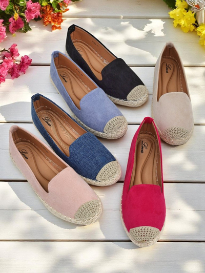 Espadrile Royalfashion pentru femei din piele intoarsa ecologica, cu toc bomba