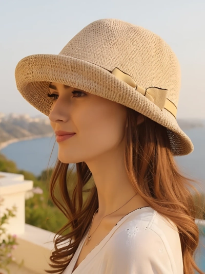 Royalfashion Pălărie de damă decorată cu fundă Summer Grace