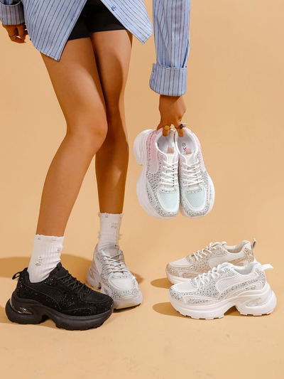 Sneakers sport pentru femei Royalfashion cu cristale Bloss