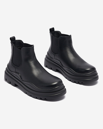 Cizme negre de damă cu slip-on pe o talpă Beja mai groasă - Încălțăminte