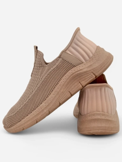 Pantofi de damă slip on Selene Bej - sneakerși confortabili cu toc plat