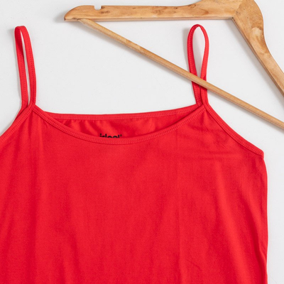 Bluză roșie pentru femei, cu bretele subțiri PLUS SIZE - Îmbrăcăminte