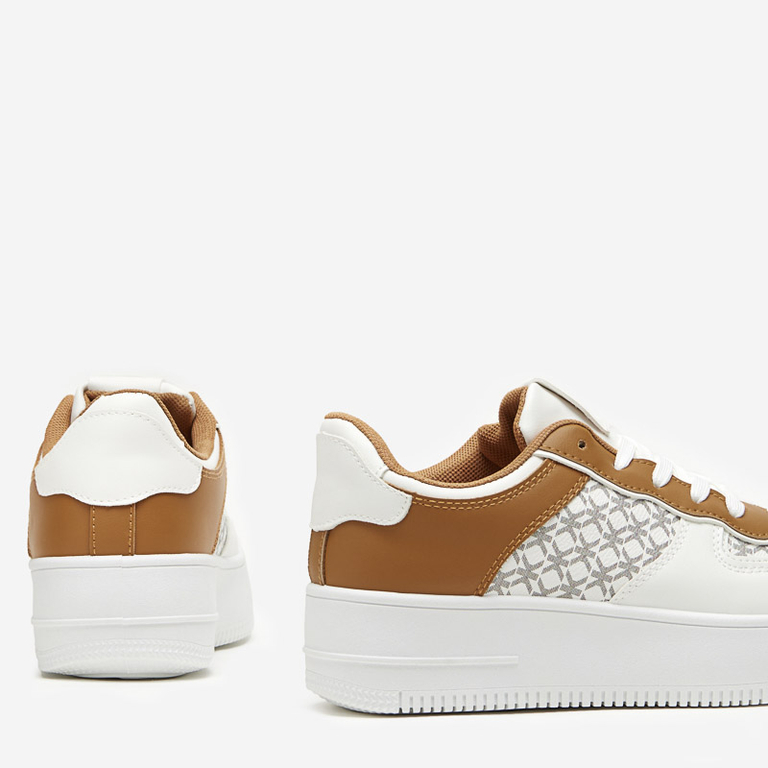 Pantofi sport dama albi cu imprimeu Glou - Incaltaminte