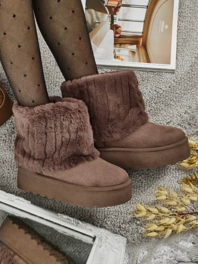 Ghete tip snowboots de damă cu blană artificială Irelle
