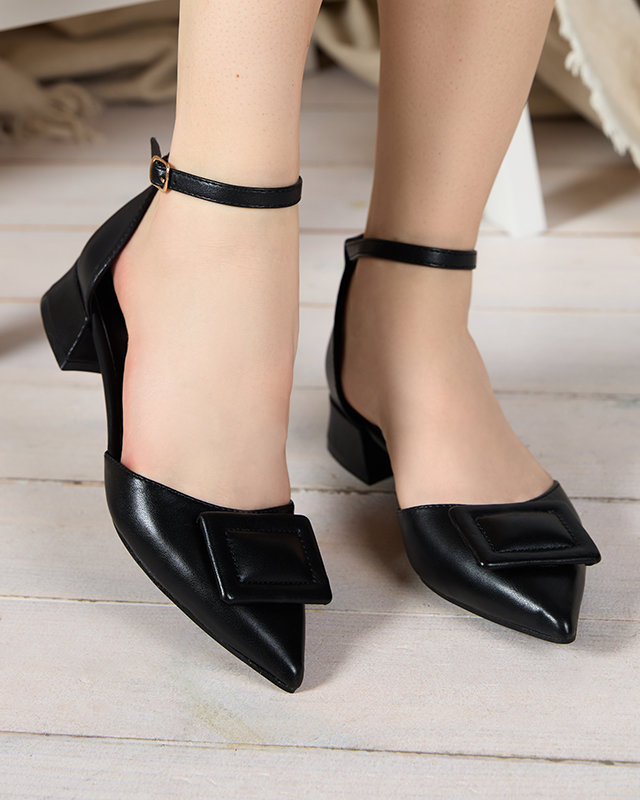 OUTLET Pompi de dama negri cu toc plat Beriji - Pantofi