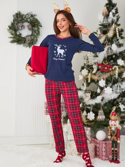 Pijama de Crăciun pentru femei, albastru marin- Îmbrăcăminte