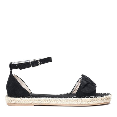 Czarne sandały z kokardką Ria - Obuwie