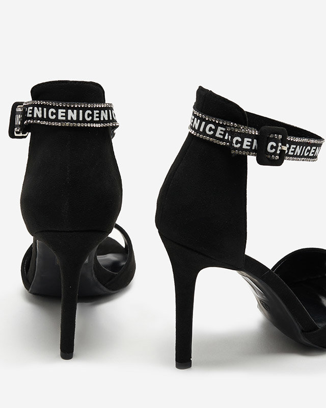 OUTLET Sandale de damă cu toc înalt în negru Opass-Shoes