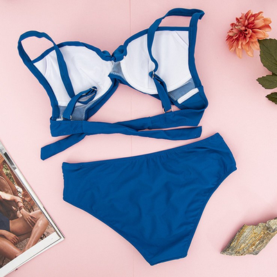 Costum de baie albastru în două piese pentru femei - lenjerie intimă