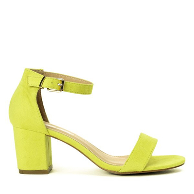 Neonowe żółte sandały na niskim słupku Lisha - Obuwie