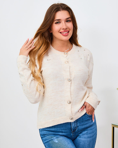 Royalfashion Bej Pulover descheiat pentru femei