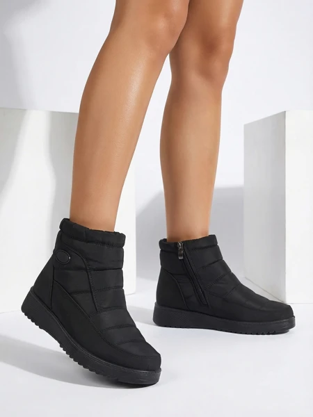 Botine Dama Athena Negre Din Material Textil Pentru Toamna si Iarna