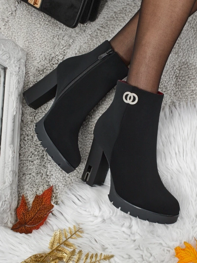 Botine Stella Negre Elegante cu Toc
