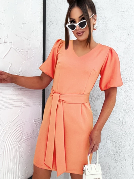 Rochie mini Royalfashion pentru femei cu mâneci bufante și decolteu în V