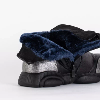 OUTLET Cizme negre pentru copii cu inserții argintii Kaliaso - Încălțăminte