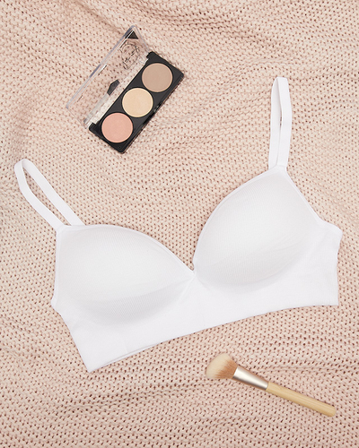 Sutien de damă cu nervuri, alb- Lenjerie