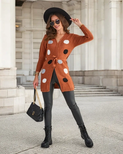 Cardigan dama legat maro cu ace colorate - Îmbrăcăminte