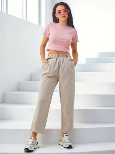 Pantaloni drepți din bumbac pentru femei Royalfashion