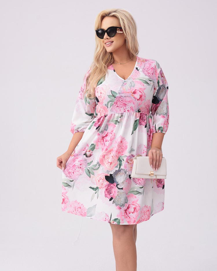 Royalfashion Rochie de damă până la genunchi cu imprimeu PLUS SIZE