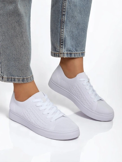 Sneakers Dama Royalfashion AURELIA – teniși textili albi pentru primăvară și vară