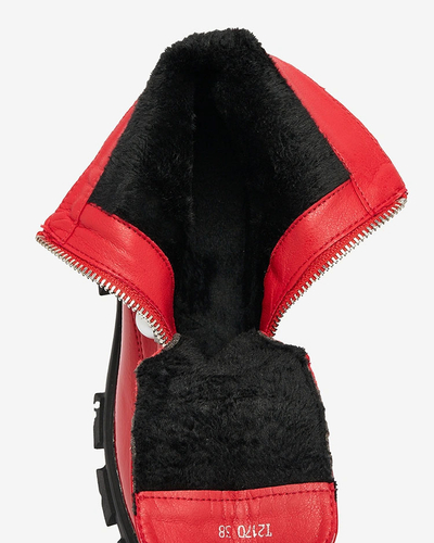 Royalfashion Cizme roșii lăcuite pentru femei cu perle Asiciu