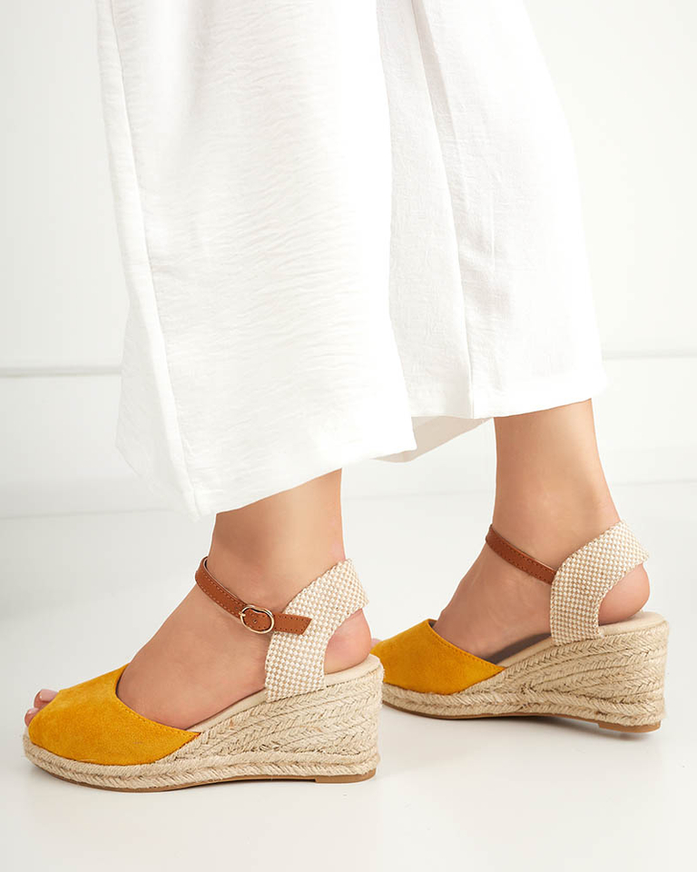 OUTLET Sandale dama galbene a'la espadrile pe pană Nexi - Pantofi