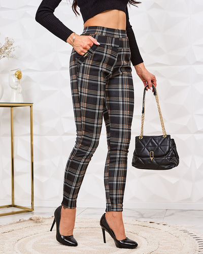 Royalfashion Pantaloni teggings pentru femei cu carouri încălzite